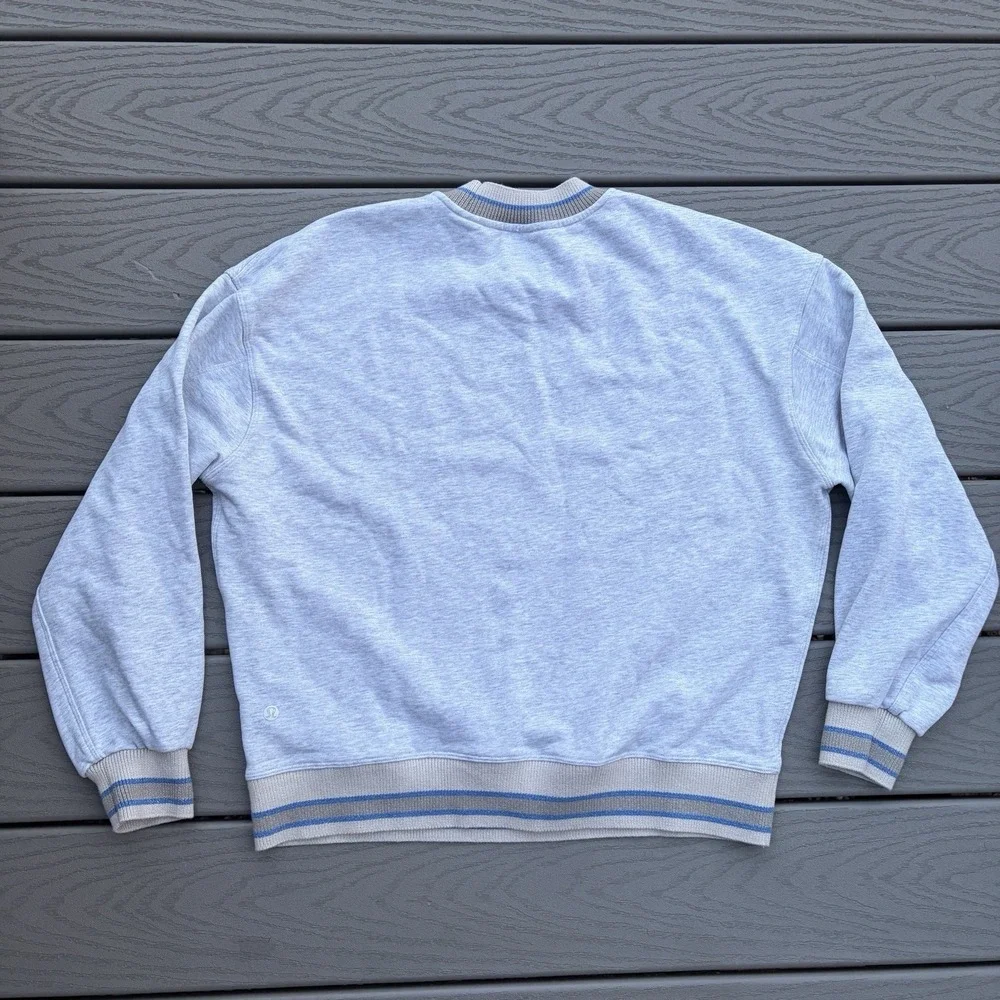 Lululemon Perfectly Oversized Ringer Crew Sweatshirt Gray Stripe M 8/10 Active